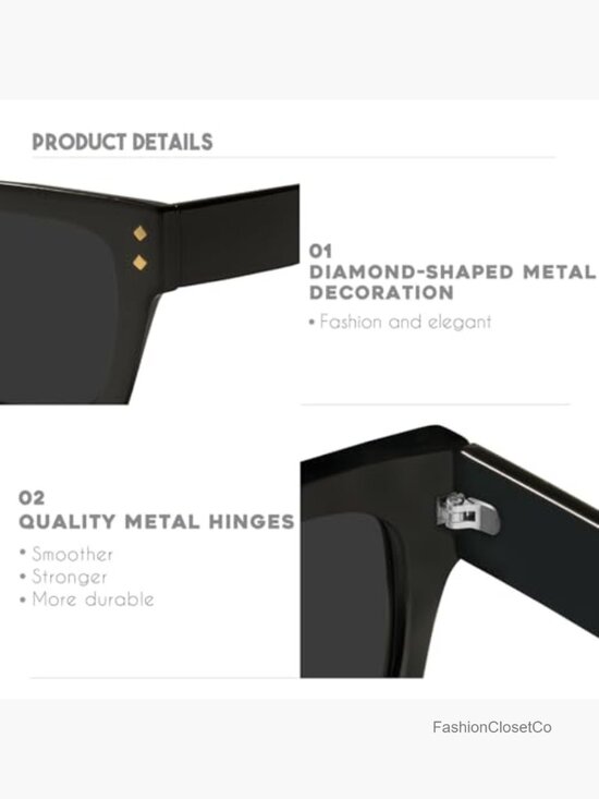 Vintage Oversized Square Polarized Sunglasses with Metal Studs main image 5